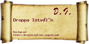 Droppa István névjegykártya